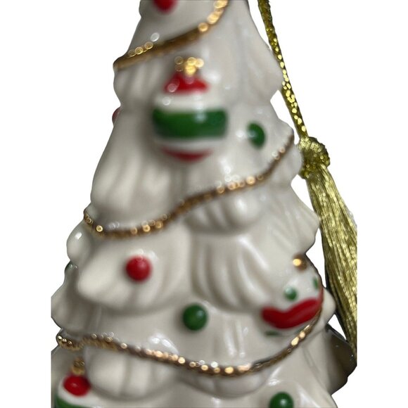 LENOX China Decorated Christmas Tree with Gold Trim & Star Ornament 4' H - Picture 4 of 7